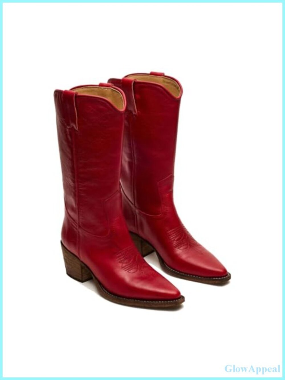 MICIFA Cowboy Boots Women Mid Calf Western Pointed Toe Pull On